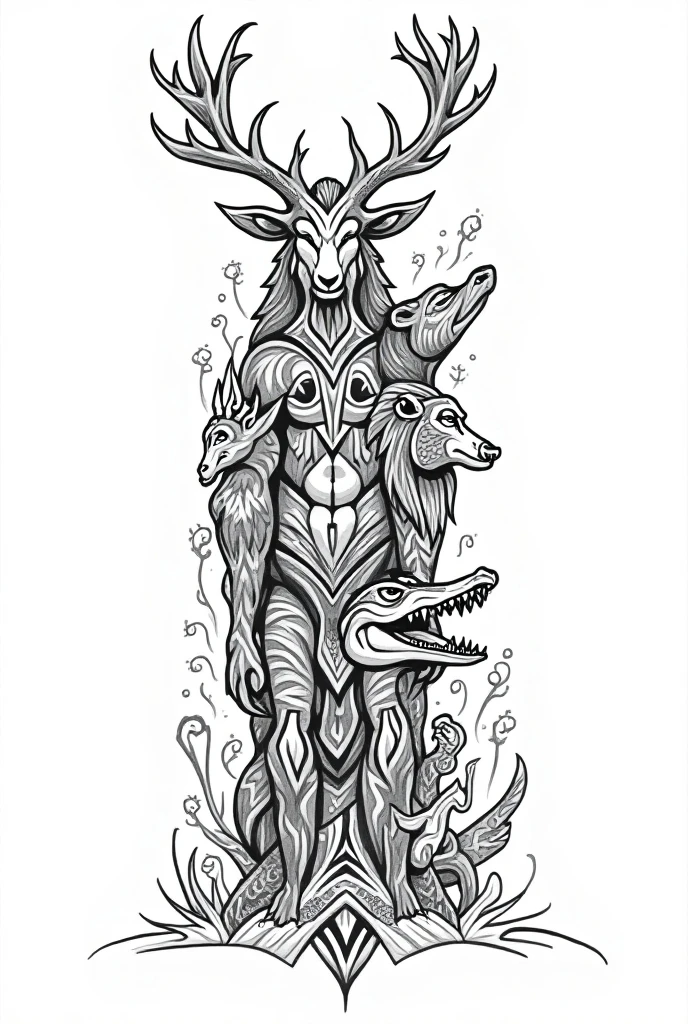 creature of bone and ancient times in color graphic art style 
