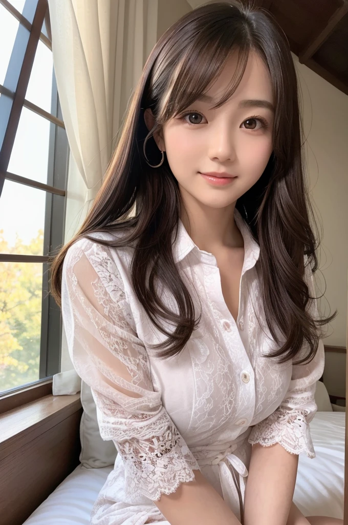 highest quality　masterpiece　Ultra-realistic　Japanese girl　cute　White blouse　Soaked in the rain　See-through