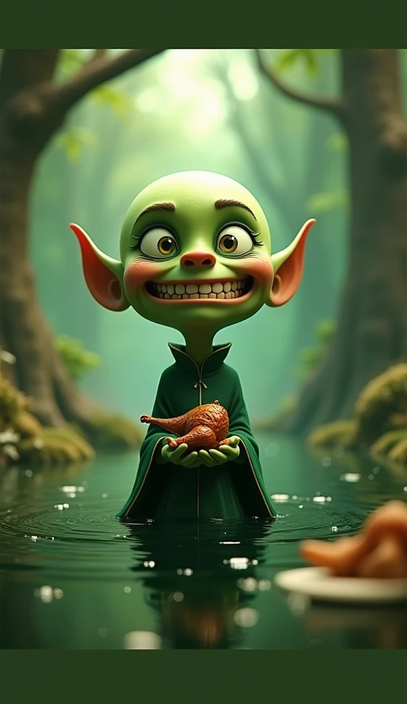 solo, 1boy, pale skin, gollum \(tolkien\), smeagol, ugly, sharp teeth, bad teeth, blue eyes, bald, hair strands, (skinny:1.3), virgin killer sweater, sweater dress, (flat chest:1.2), twink, blush, cute, masterpiece, extreme detail, (glitter:0.9), pointy ears, ripped ear, parody, kneeling, butt, girly, outdoors, toony, indoors, cozy, fireplace