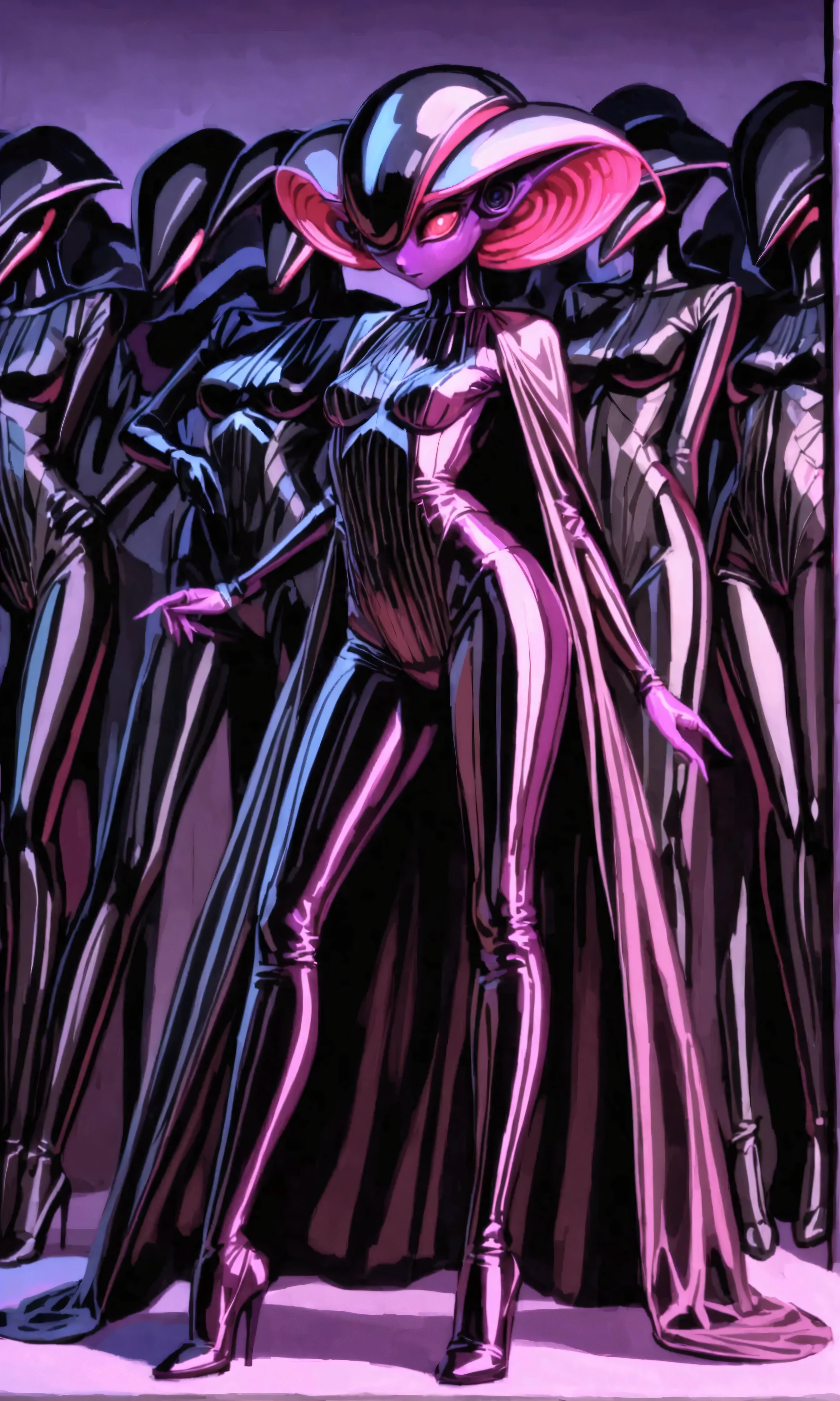 Conjoined naked arachne scully with three heads, four legs and huge fake siliconed tits