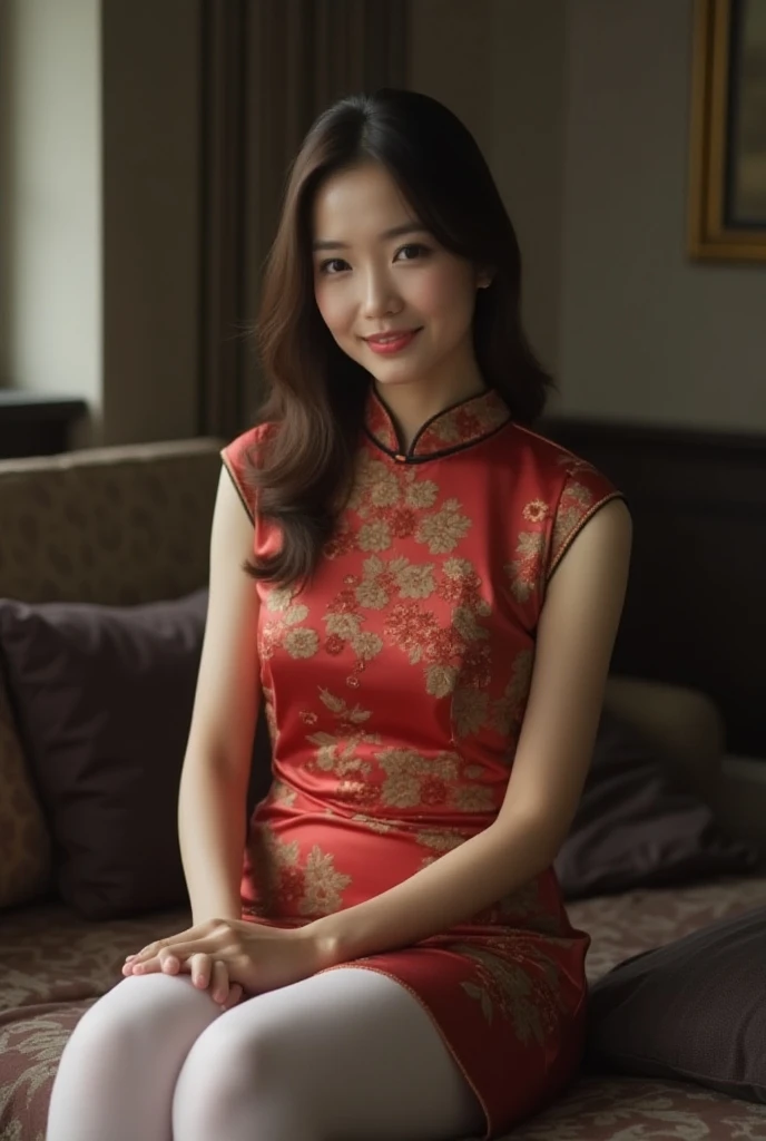 1girls, Nur, green Hair , 24 years old ,  a close up of a woman in a red dress holding a bouquet, wearing red formal attire, wearing red dress, wearing a red dress, in a red dress, wearing a red cheongsam, wearing red attire, lovely woman, red dress, , , girl wears a red dress, wearing long gown, perfect hands and fingers