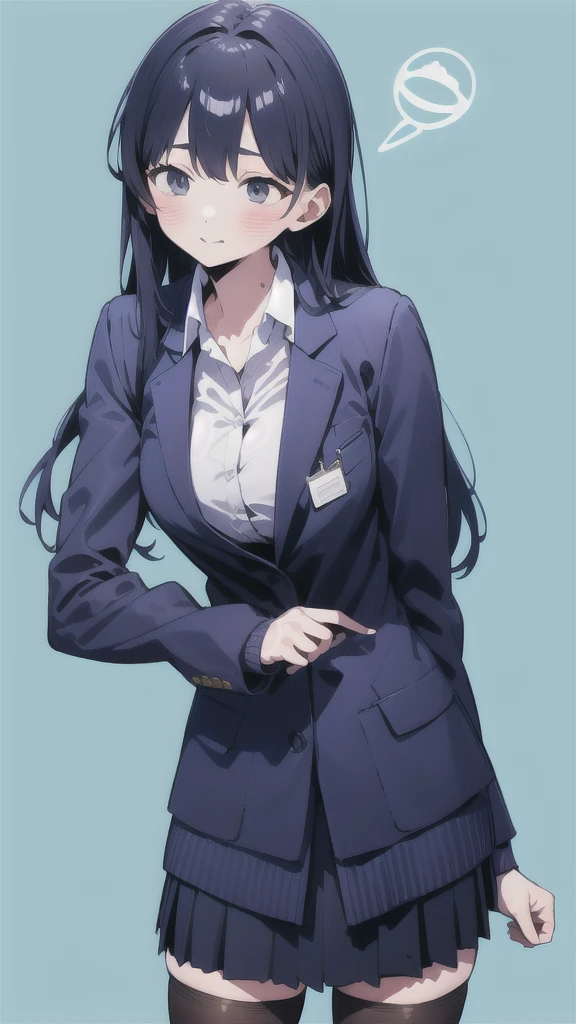 ((masterpiece)), (1girl, solo),(street), (8k, high_resolution), ((distinct_image)), extremely detailed CG, ((best quality)), (meitantei conan \(style\), detecive conan \(style\), meitantei conan), ((1girl, solo)), (((black hair, long hair, wavy hair))), solo, beautiful eyes and detailed face, (large breasts), (wide hip:1.3), (thick thigh), ((school uniform, skirt, whie shirt, bule blazer, blue jacket, green necktie:1.2)), (long height), (light smile, happy:1.1), (abs:0.8), cowboy shot, ((black hair, black eyes:1.4)), <lora:conan2-20:1>