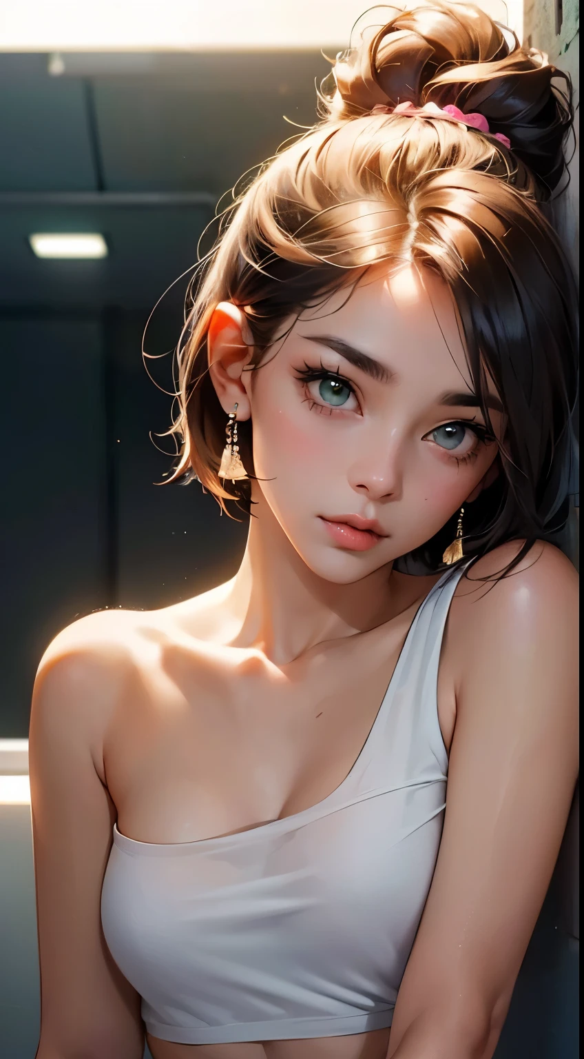 fashion photography portrait of 1girl,offshoulder,fluffy short hair,soft light,rim light,beautiful shadow,low key,(photorealistic, raw photo:1.2),(natural skin texture, realistic eye and face details),hyperrealism,ultra high res,4K,Best quality,masterpiece,necklace,(cleavage:0.8),in the dark,
<lora:WaterBAsed:0.8> <lora:FilmVelvia2:0.6> <lora:more_details:0.4> <lora:sam_yang_offset_right_filesize:0.9>