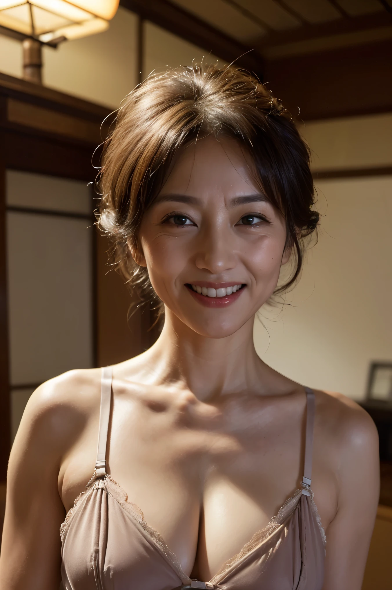 ((((masterpiece、Highest quality、High resolution、Tabletop、wallpaper、Realistic、Bright lighting、Professional Lighting、Face Light、Smooth lighting、Japanese women、Beautiful woman、action、gravure、sexy、so beautiful、Beautiful Skin、Beautiful and exquisite、Detailed face、slim、Looking into the camera、Cleavage))))、((Big Breasts:1.6))、((((One woman, bikini,A room in a luxury hotel、looking at viewer:1.5)))),smile,close mouth