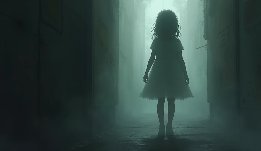 A girl being pulled into the shadows by an unseen force.