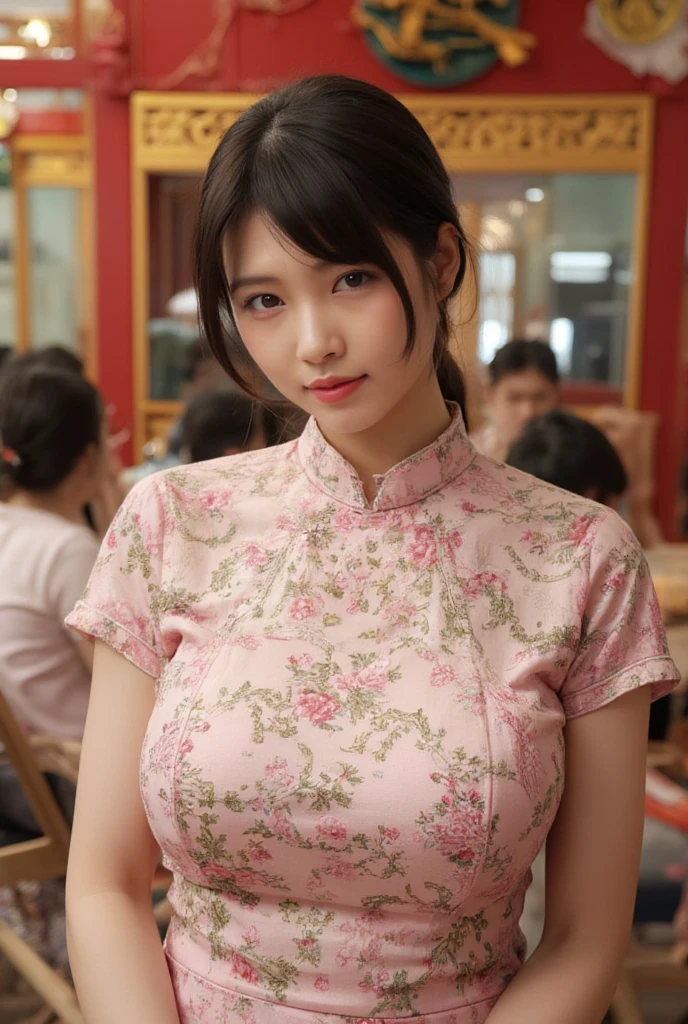 
The eyes are very fragile，Chinese New Year Decorations（（）））， （（ best quality））， （（ complicated details））， （（ surrealism ））（8k），Double ponytail Chinese dress