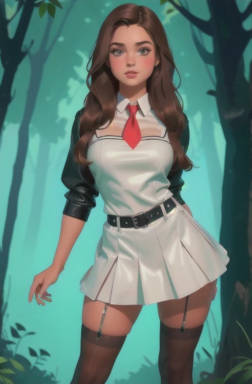 Cute young beautiful schoolgirl pioneer, beautiful cute teen face, curvy figure, black leather skater pinafore dress , transparent white blouse , red tie, brunette long hair, beautiful eyes. stockings, Sneackers, pioneer schoolgirl - standing in the forest , photorealistic , sad face, curvy figure, curvy lips, Белые чулки, ультравысокое разрешение, 32К, (Perfect Anatomy:1.5), идеальные ноги