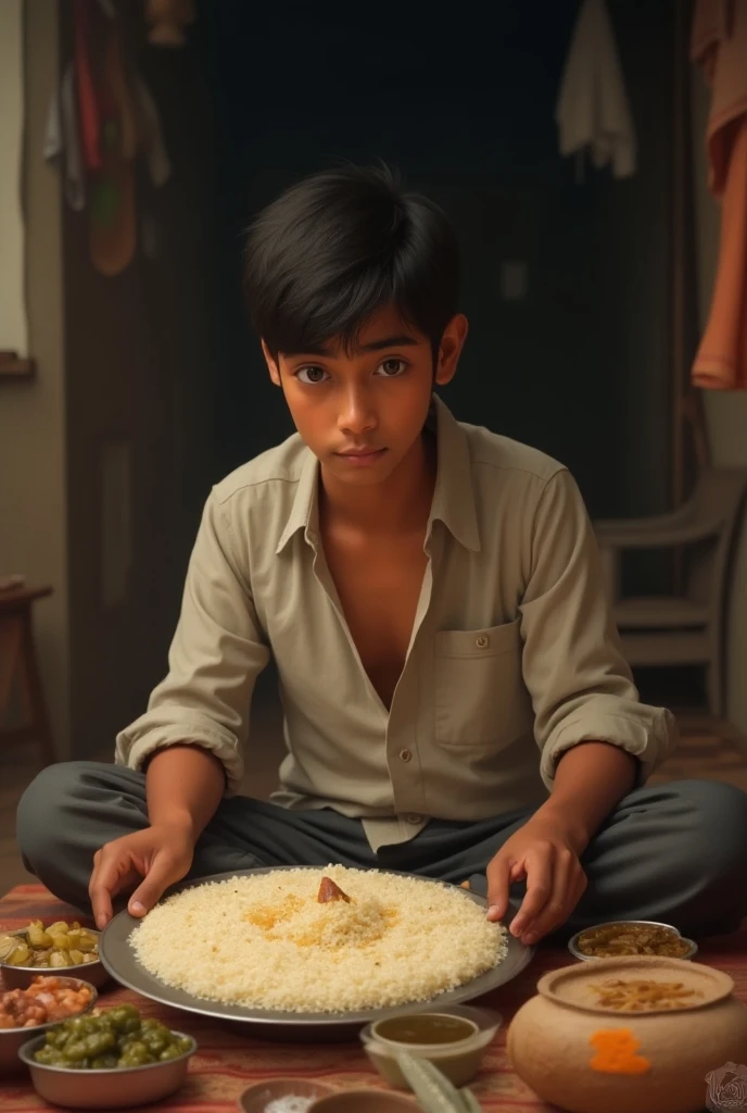 Poor Indian boy with one table 