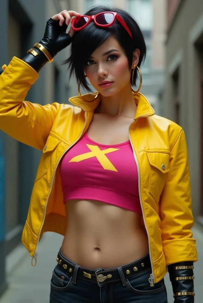 konan (naruto), 1girl, solo, breasts, yellow_eyes, upper_body, looking_to_the_side, makeup, zipper, rain, paper, nose, open clothes, paper jutsu, upper body, akatsuki outfit, labret piercing