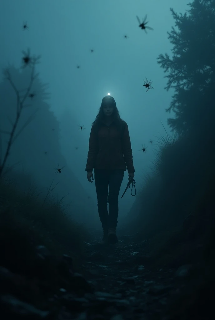 Blue Flame、ghost、Dark Forest、night、深night、Red eyes、Apparition、mysterious、lake、Foggy、turn around、spirit、Illusion、woman、turn around、Hair fluttering in the wind、Copyright circumvention、Blue light、