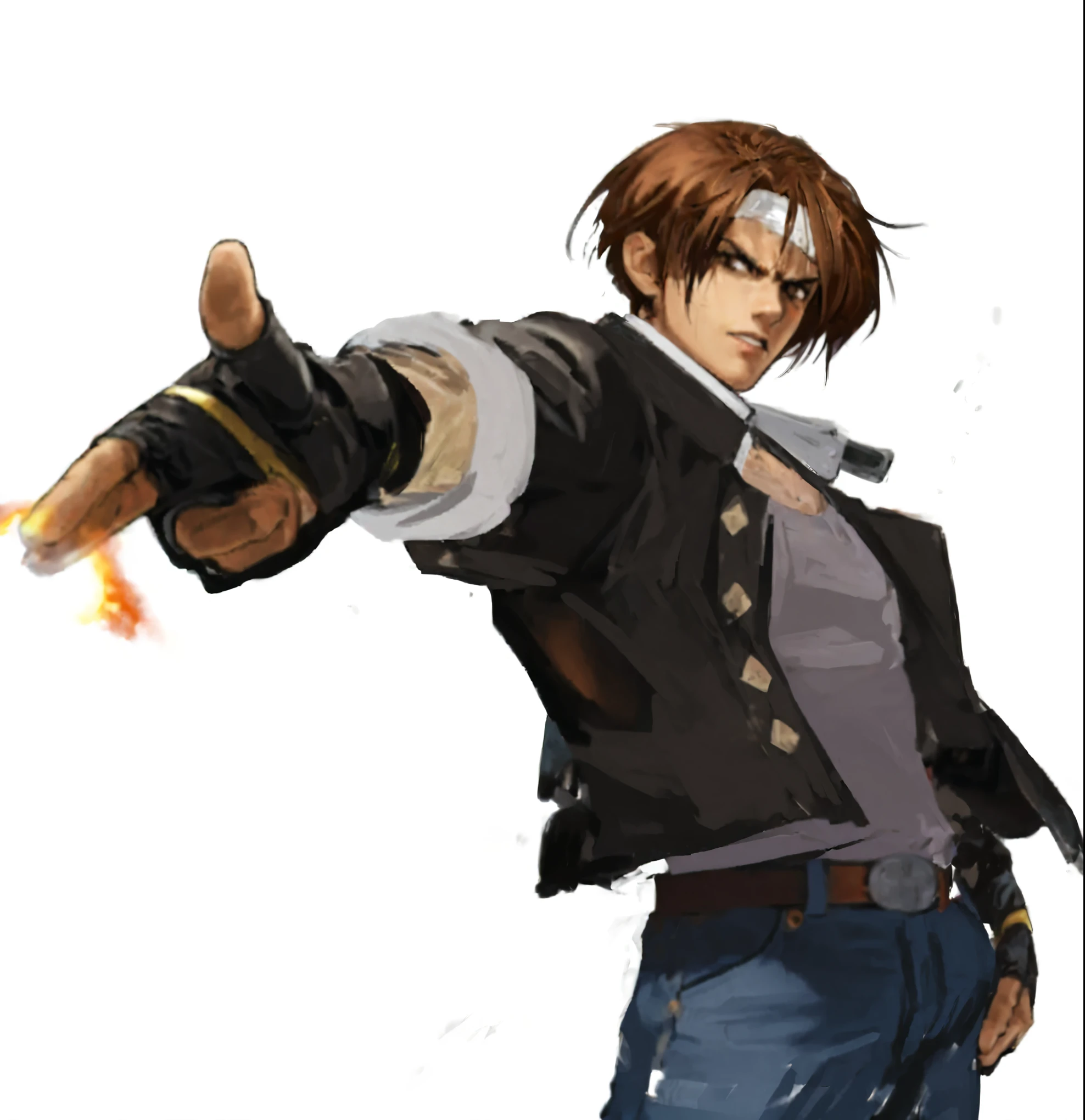 masterpiece、 highest quality 、8K、Full body portrait、Fighting Stance、Fighting scenes: 1. 5,(Kyo Kusanagi),