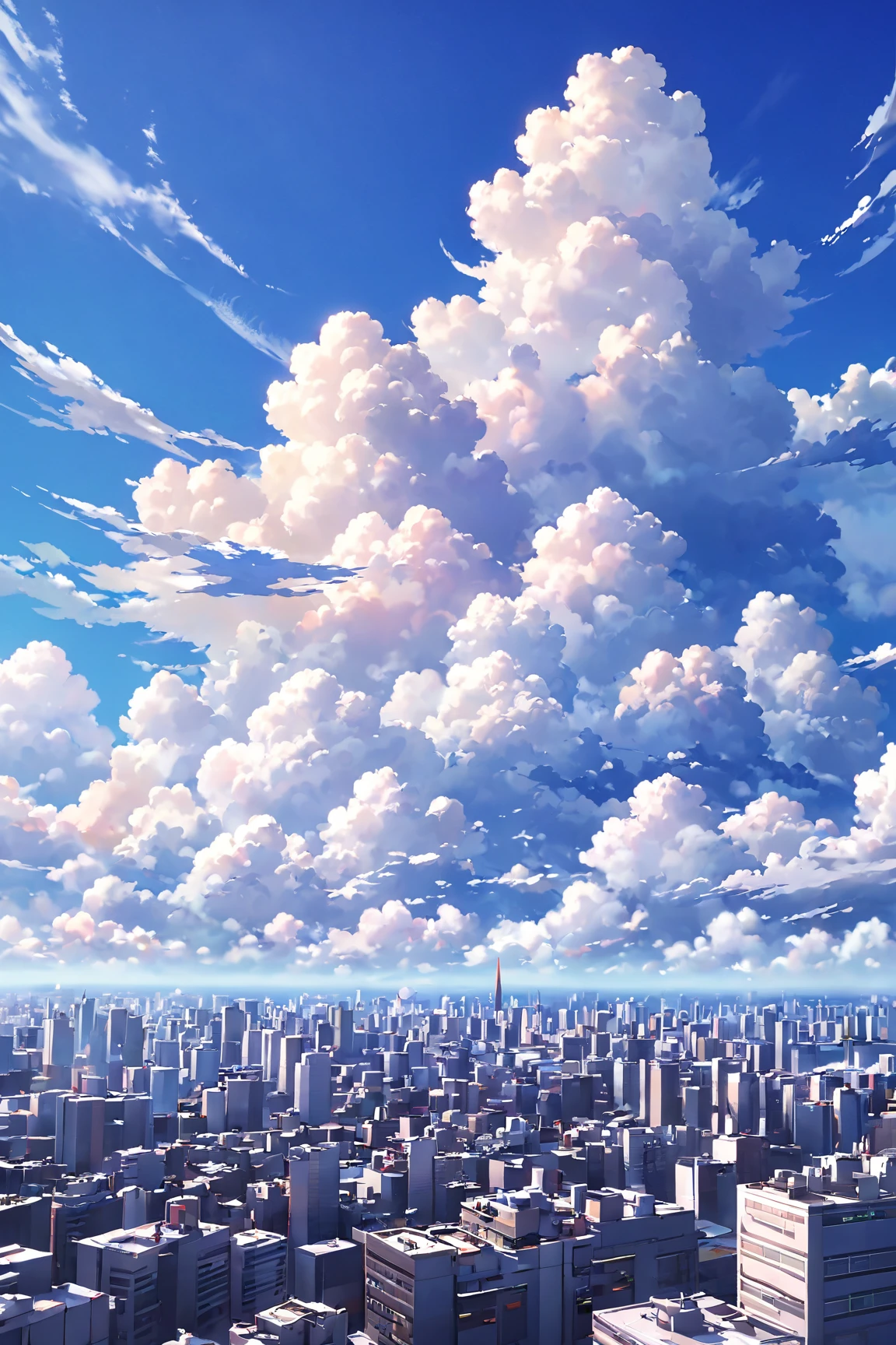 blue sky, clouds, scenery,city,