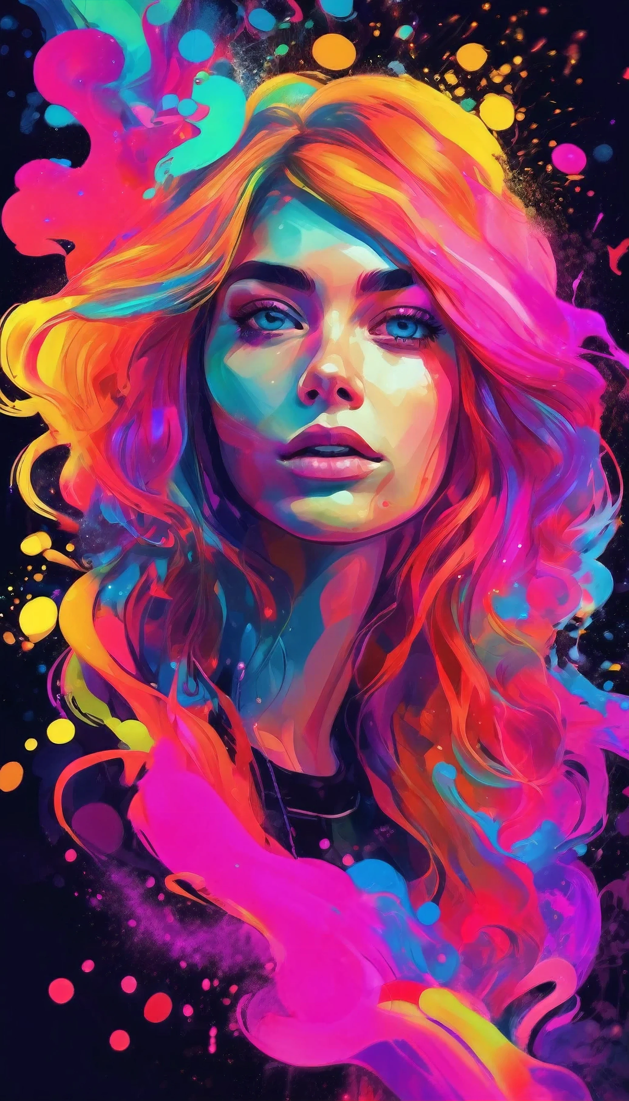 A girl who gave everything for art、fine arts、frightful、mascarado、lindos cabelos longos fullcolors、Depth of subject、detailed portrayal、work of art、(flat-colors:1.3)、(fullcolor:1.8)、