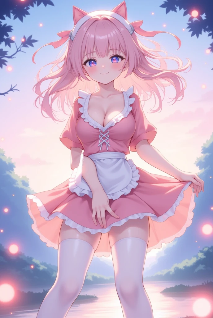 NSFW , ultra detailed, hyper detailed, best quality, highres, 4K, field of flowers, , from below, looking at viewer, puzzled, happy,  , shy, very long hair, wave hair, gradient hair, tall, slender,flat chest, lolita, (up skirt) ,no panties , gloves, dappled sunlight, 