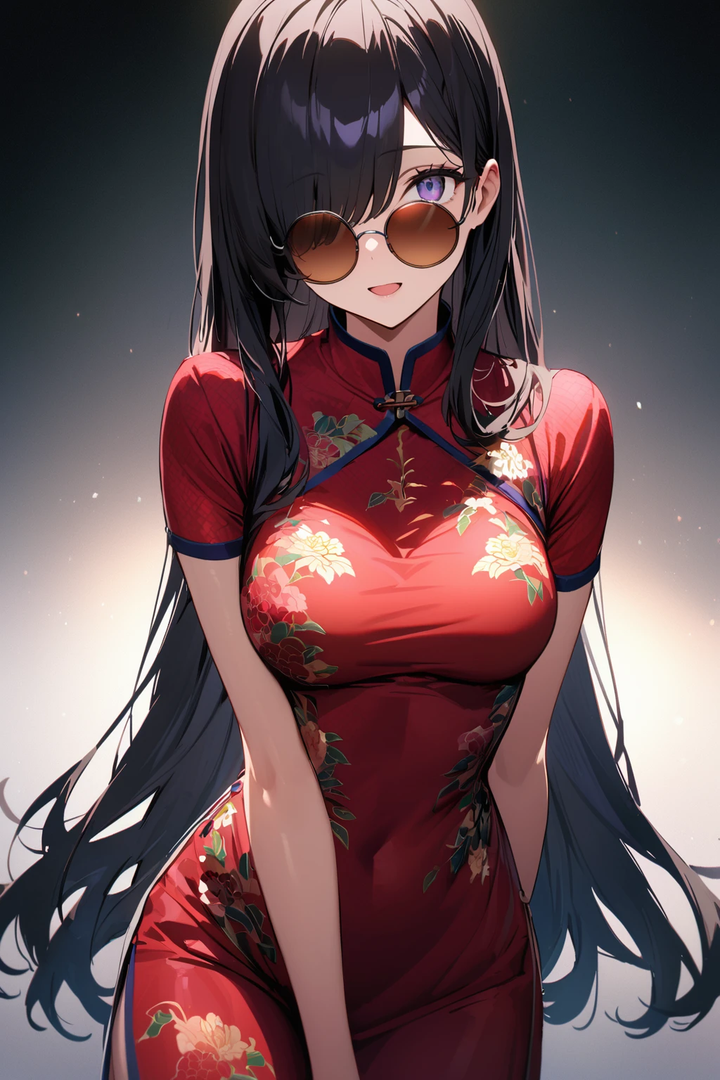 (full body), (A 7-year-old girl:1.2), (very young little girl), loli, (Solo), (small breast), (wide angle), raw photo, Aesthetic, Convoluted, Awarded, chiaroscuro, Best Quality, Detailed background, (Misty atmosphere:1.2), (hard rainy day:1.1),((Girl in black cotton cheongsam:1.2)), large black cotton cheongsam, long black cheongsam with a cotton texture, very long black cheongsam, best wrinkles, real wrinkles, best shadows, (wet, wet body, wet hair, wet skin, very wet black cheongsam, reflection on the wet cheongsam, delicate cherry blossom embroidery, subtle water droplets:1.15), (water spray:1.1), (Cloth cheongsam, best cheongsam wrinkle, Transparent mucus wrapping), (Walk through the (Mist dark Zen Garden)), (Real location), Delicate and beautiful eyes, Casual pose, Detailed textures, Posing, (Anatomically correct body, detailed face, (very detailed textures cheongsam with floral pattern), (black hair), Voluminous hair, Hair Ornament, vivid colors, calm expression, look at viewer, peaceful scenery, clean and fresh feeling, Beautiful and detailed water