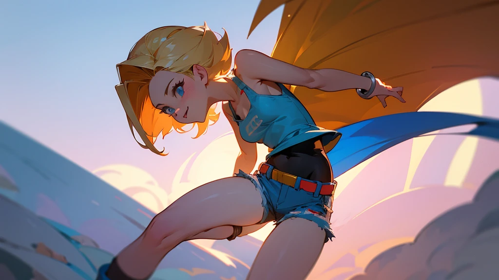 Android 18 with a soccer player suit