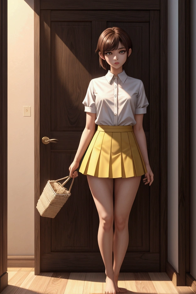 Race ：Anglo-Saxon，Full body shot，Masterpieces，masterpiece，8k， HD quality，CG，CG character style ，Super realistic anime style，3d modeling realism 0.8，Full body shot，Photographed the golden ratio of the thighs ，Golden ratio figure， long legs，Big eyes，Real 0 .8，skirt，Short sleeve，， The picture is somewhere between reality and animation, Trending in CGSTATION, Perfect Girl,, role play,，Aesthetic style， Delicate picture quality ， Very beautiful ，Extreme details，The screen is clear and beautiful，The eyes are very bright，Cute face,  realistic skin ,  dramatic lighting , Super realistic, wallpaper,  intricate,  clear focus, Ray Tracing, RTX,  professional color grading , Professional Photography, masterpiece,  super detailed , High quality,  best quality, 4K, 8k , Skin Indentation，Modern world fashion， Inside the world of Western mythology，Full figure， in a sci-fi world，The picture is brightly colored ， with nice light hitting people，3D animation style，Cute girl，长skirt，Short sleeve，Change your face，A little cartoon of the characters