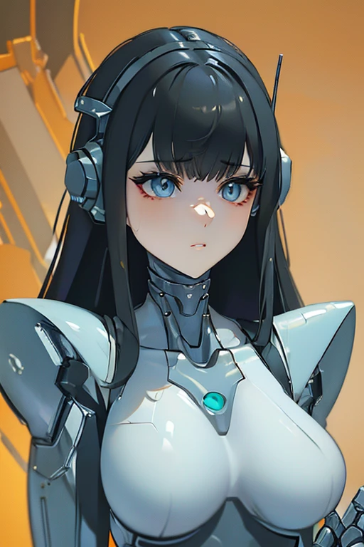 (masterpiece),(Highest quality),(Super detailed),(Best illustrations),(Best Shadow),(Absurd),(Detailed Background),(so beautiful), 16K, 8K, 4K,(Best Shadow),robotization,woman ,big bust,Robot Joint ,Metal skin,Black robot Suit,long hair,a black robot suit that covers the whole body,robot hand,cyber bodysuit,mecha head,(Detailed hands and fingers:1.2),Ball joint robot body,doll joint,beautiful face,beautiful robot girl,robotic eye,robotic hands,(no more human skin),android girl,cyborg girl,F cup, sexy body,(machine made joints:1.2),(machanical limbs:1.1),(blood vessels connected to tubes),(mechanical vertebra attaching to back),(mechanical cervial attaching to neck),no messy picture style,no emotion,leotard