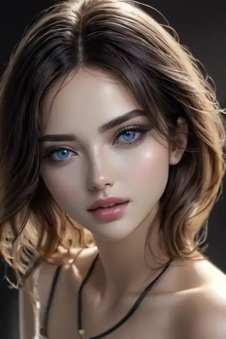 25-year-old fashion model, [[[[foreground]]], [[[[chest]]], [[[[neck]]], [[[[shoulders]]], perfect eyes, perfect iris, perfect lips, perfect teeth, perfect skin, soft front light, glitter, HDR, (muted colors:1.2)