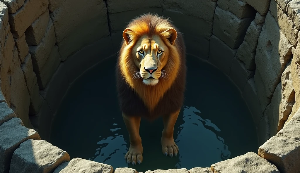 a very obese male lion with a blond mane, extremely detailed eyes, extremely big and fat belly, very very big belly, face portrait, in jockstrap, bust portrait realistic, extremely detailed, photorealistic, 4k, high quality, fine art portrait, dramatic lighting, vivid colors, correct eyes, and anatomy, garden exotique, in a swimmingpool