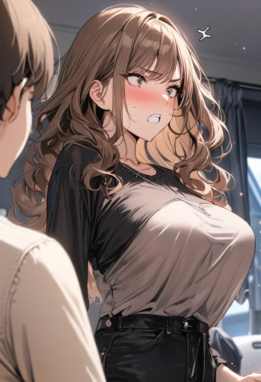 nsfw,pov,High quality,Ultra-high resolution,High-definition illustrations,Masterpiece,extremely detailed,highres,50 years old,glossy mature famale,Casual maxidress,mature hetero couple,black eyes,(beautiful eyes:1.3),(detail eyes:1.3),Eyes in pleasure,off-shoulder sweater,ntr sex,(married sexy milf is glossy lips is lust),orgasm ,motherry fashion,house entrance,saliva,sweat,Medium breasts,moist skin,seductive,beautyfull curvy,long intricate hair,mole under eye,blush,Touch the door,show your face through the door,You can see xray the door, my waist is grabbed another man,hump,spled leg,(perv man sex from behind, standing doggy:1.8),motion blur,front view