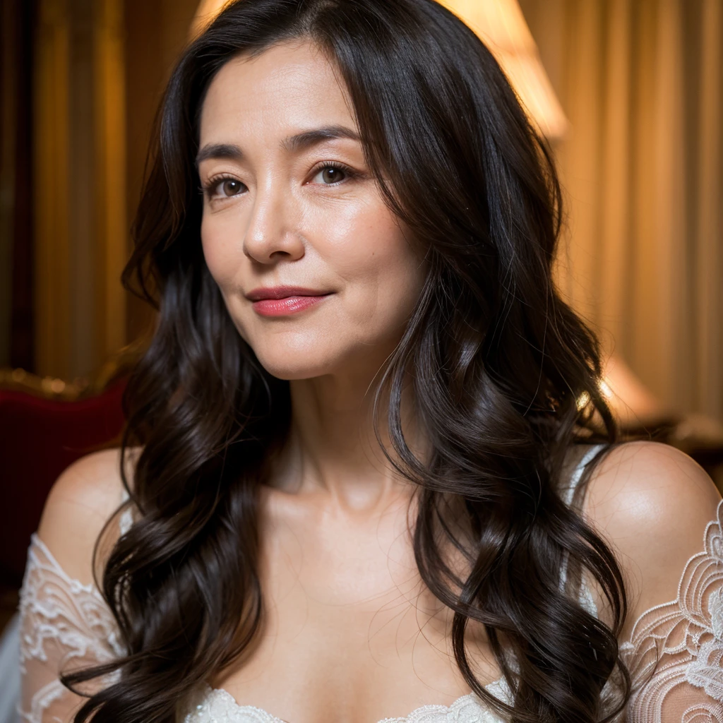 Beautiful mature woman with beautiful wavy long hair, Naughty Mature Woman, Ultra-high resolution,(Realistic:1.4), ((Highest quality)), ((masterpiece)), (be familiar with),