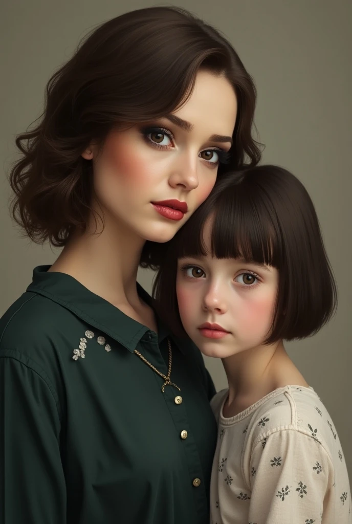 4 year old girl with blue eyes with short black hair with tall father and white green eyes