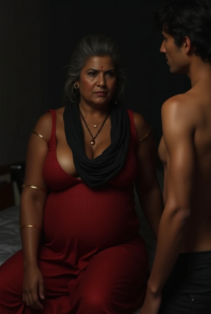 Man holding big boobs of indian old mature aged woman