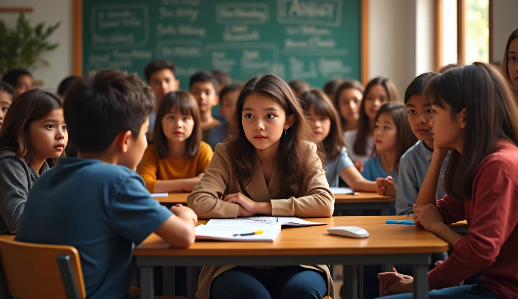 Teacher with students in class