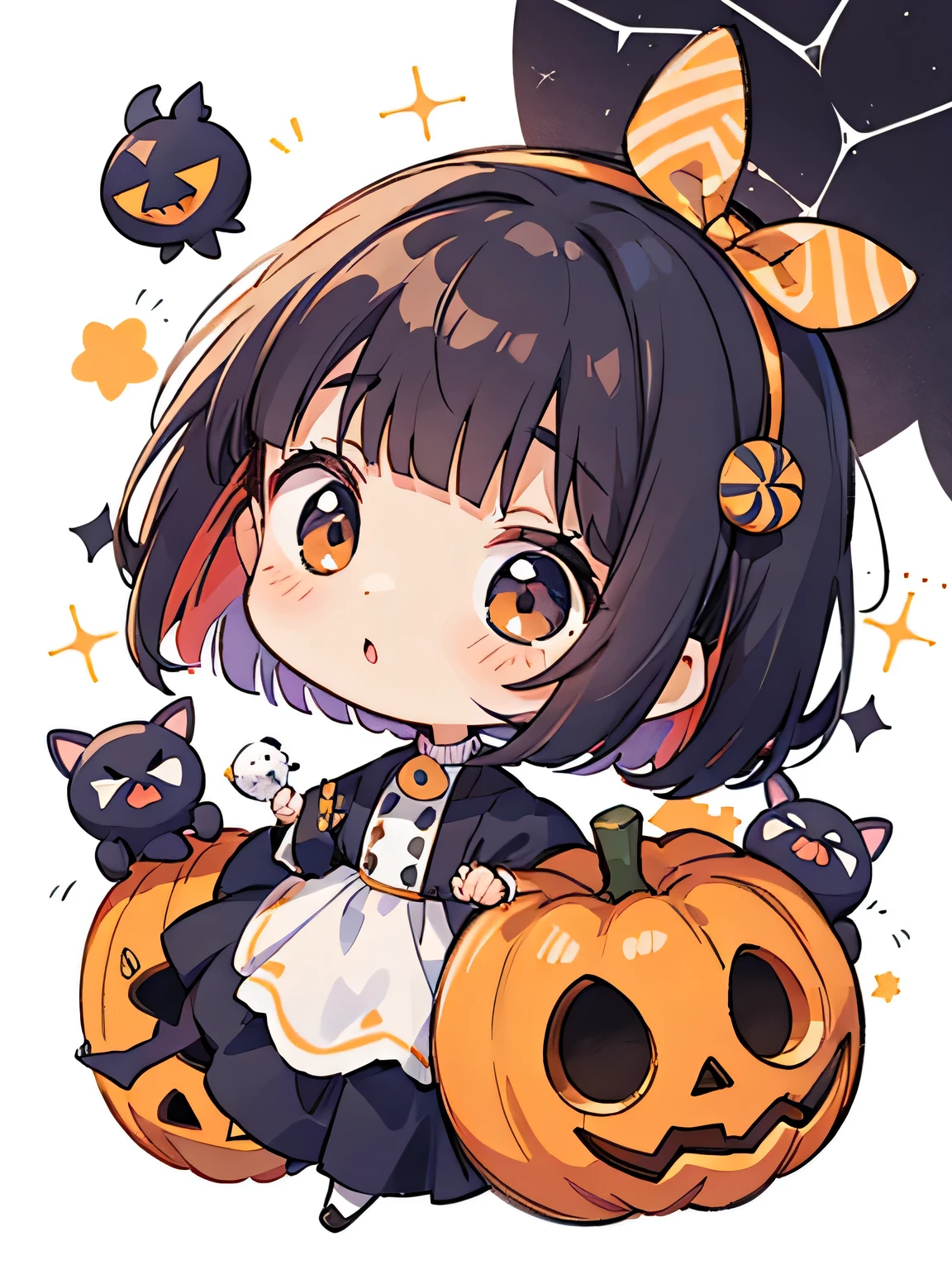  Mini character, droopy eyes, natural curls, Halloween, anime, shota