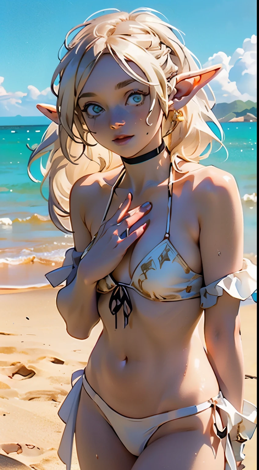 Blonde、Elf、Full nudity、Ocean、Embarrassing, long hair, exciting, best graphic quality