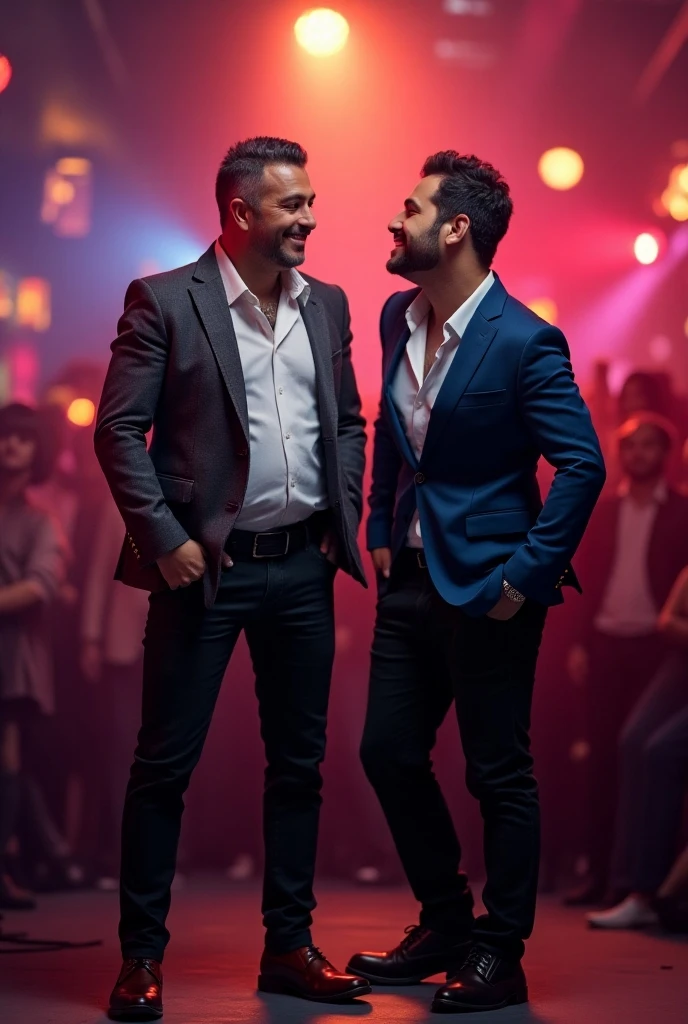 Hombres ymu jers bailando en una dicoteca