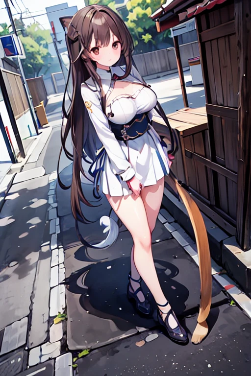 muste piece, best quality, 1 girl,brown hair, (black eye:1.2),((Bunny girl)、(((Panty stocking)))、((embarrassed expression))、((Saori Takebe))、((Photo from below))、(((Bunny girlの耳)))、((medium long hair))、((C cup breasts))、((Girls and Panzer))