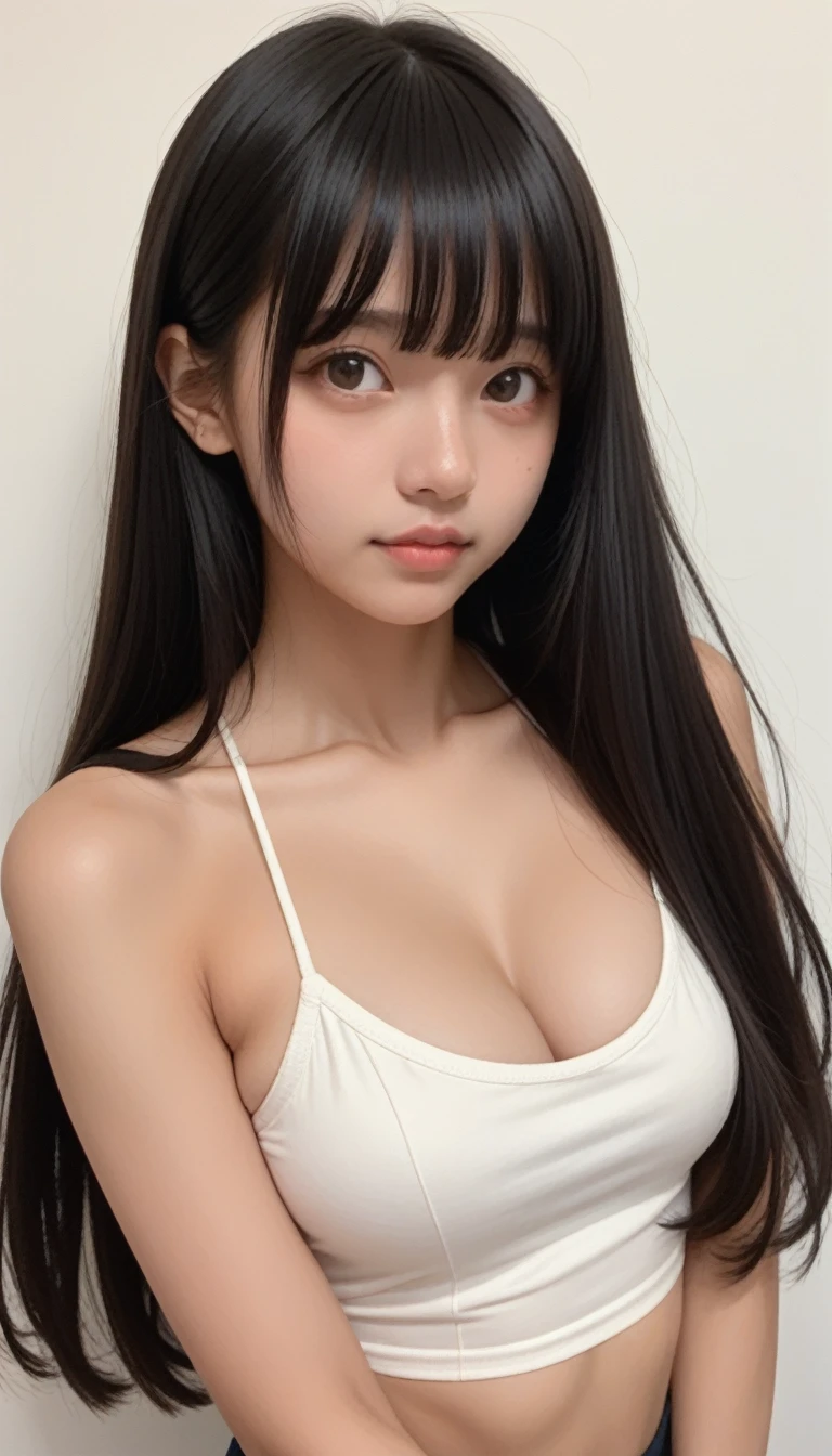 score_9, score_8_up, score_7_up, photo, masterpiece, best quality, latina, wide angle, (long hair, bangs:1.3), 1girl, gorgeous girl ,kawai girl, cute face, cute girl,black hair, bangs, large saggy breasts, (slim fit), sexy pose, SFW
