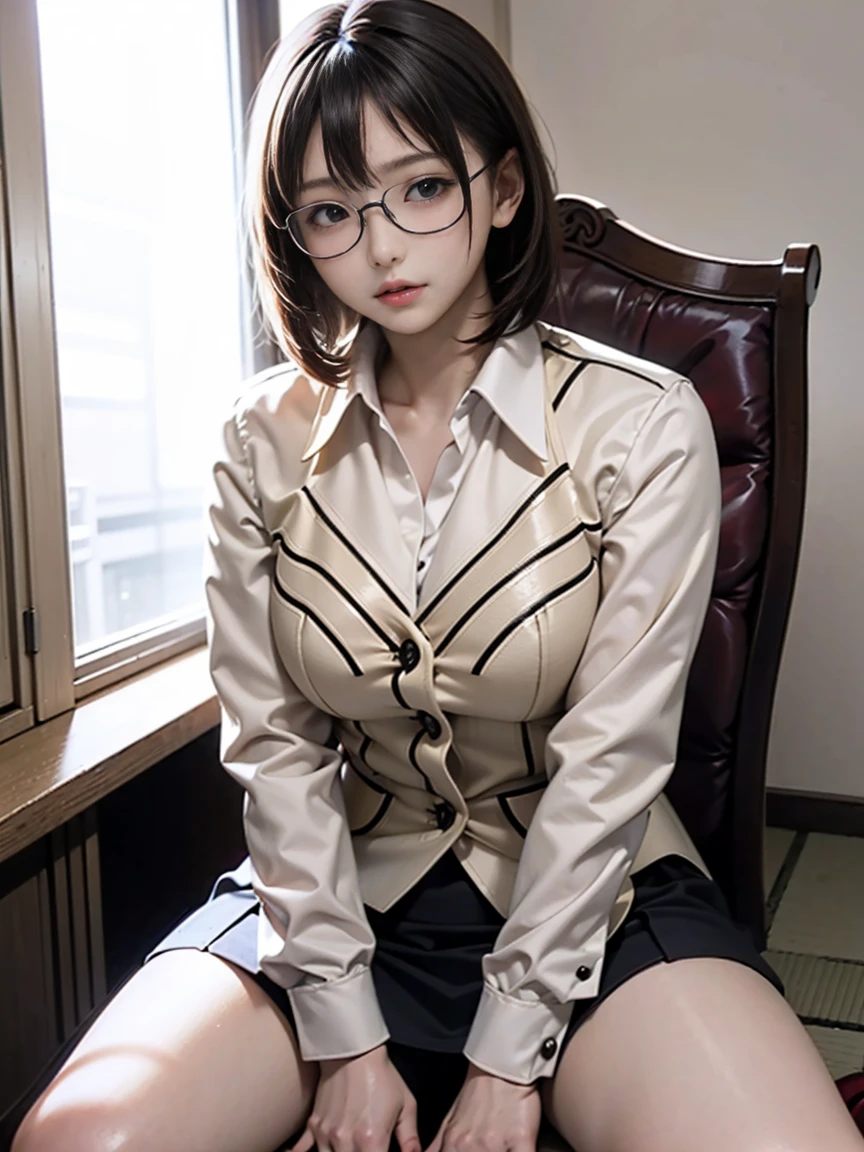 Tabletop, Beautiful woman,、Big Breasts、Huge breasts、Put your chest close、cute、(Japanese 、Japanese)、(Random Hairstyles:1.2)、 (Library Background、mechanical、Bookshelf), ,(((Black leather jacket)))、Deep slit super micro mini skirt、,(((Black enamel boots)))、garter belt、Brown Hair, feet, (Skin Texture:1.1), highest quality, 超A high resolution, (Realistic: 1.4), RAW Photos, , Nikon D850 film stock photo, F1.6 lenses, Rich colors, Realistic, Cinestill 800, Backlight, Rim Light, Studio Lighting, Erotic photos, mechanicalの上でかがむ:1.3、Big Ass、Large Breasts、Sit on the train、Shoulder out、corset of red color,、Night Park
