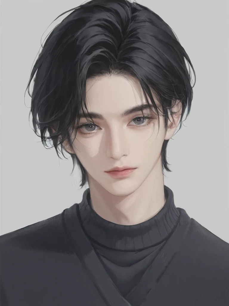 (ภาพ High Detail )Alone .A man.Age 30. have shoulder-length hair.have black hair.Elegant face.Put on a sweater.Black eyes.The beautiful eyes.(perfect eyes).  High Detail .Clear image. Masterpiece.Be mature.