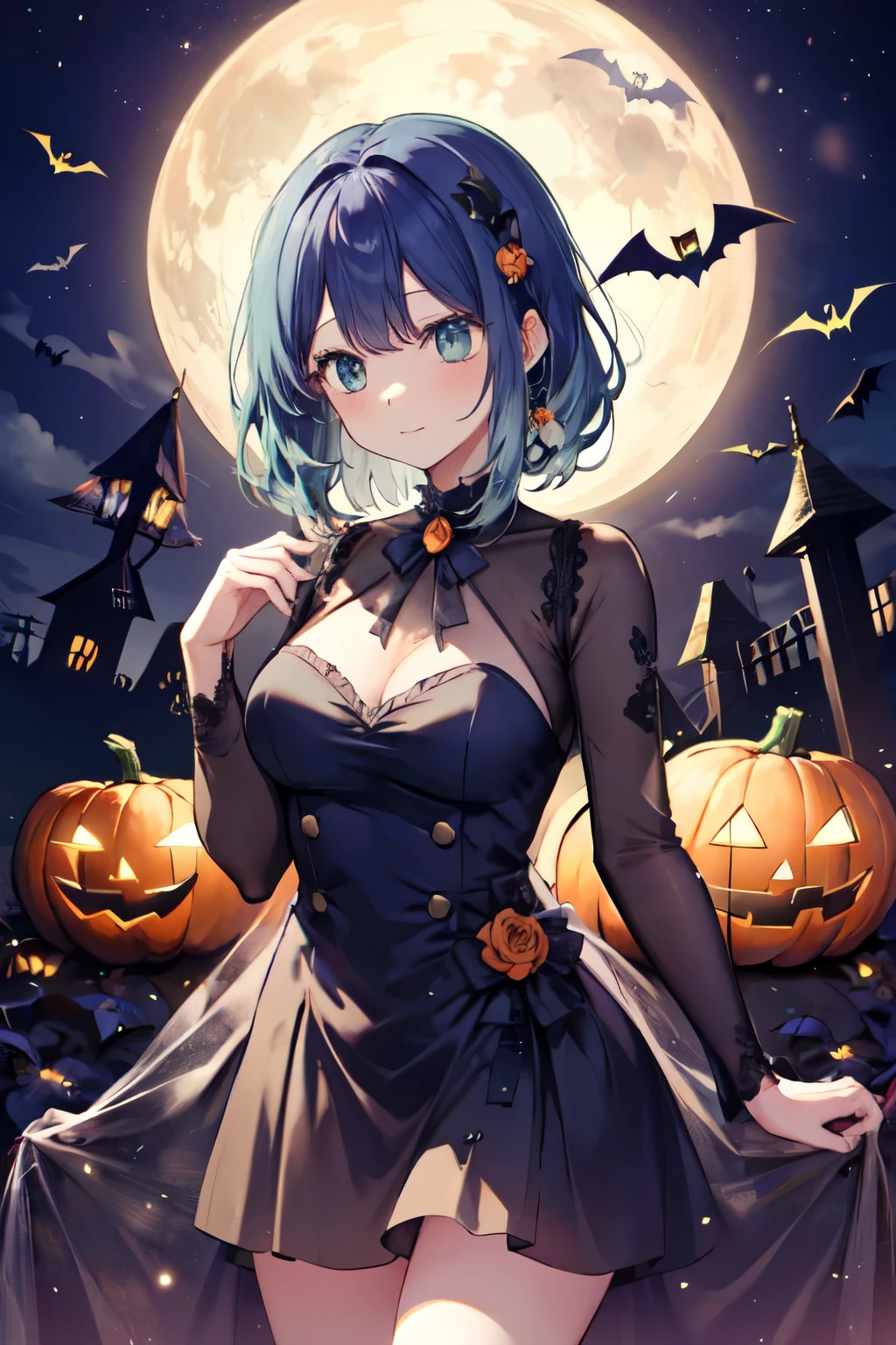 Kurokawa Akane, halloween costume, halloween scenery, best details,