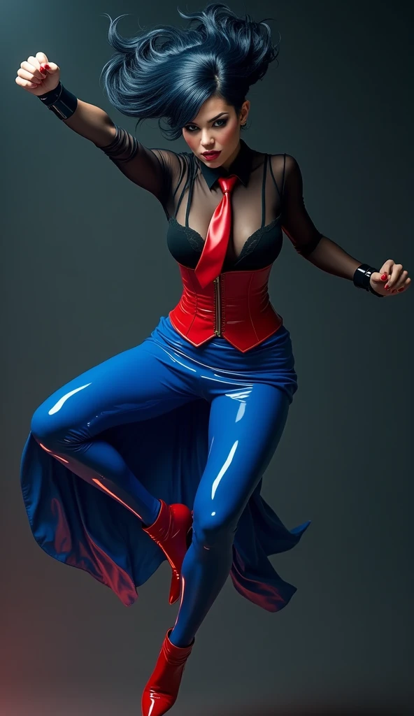 ,(full body:1.5),(((only one girl)):1.4),(view the viewer:1.4),((anatomy correct):1.45),(((dancing in the toilet , Perfectly integrated background))):1.3),(she wears large glasses and Holding bra & pantie in her hand:1.2),(shy:1.15),((red cheongsam's set):1.2),(((((((patterns)))))) ,((thick pantyhose)):1.3),( Uniform high heels leather shoes with bows for female students:1.1),((Long legs and large chest):1.3),((((colorful))):1.4),(Accurate and perfect face:1.3),((black shot):1.2),hyper HD, Ray traching, reflective light, structurally correct, Award-Awarded, high detail, lighten shade contrast, Face lighting ,cinematic lighting, masterpiece, super detailing, high quality, high detail, best quality, 16k,High contrast,