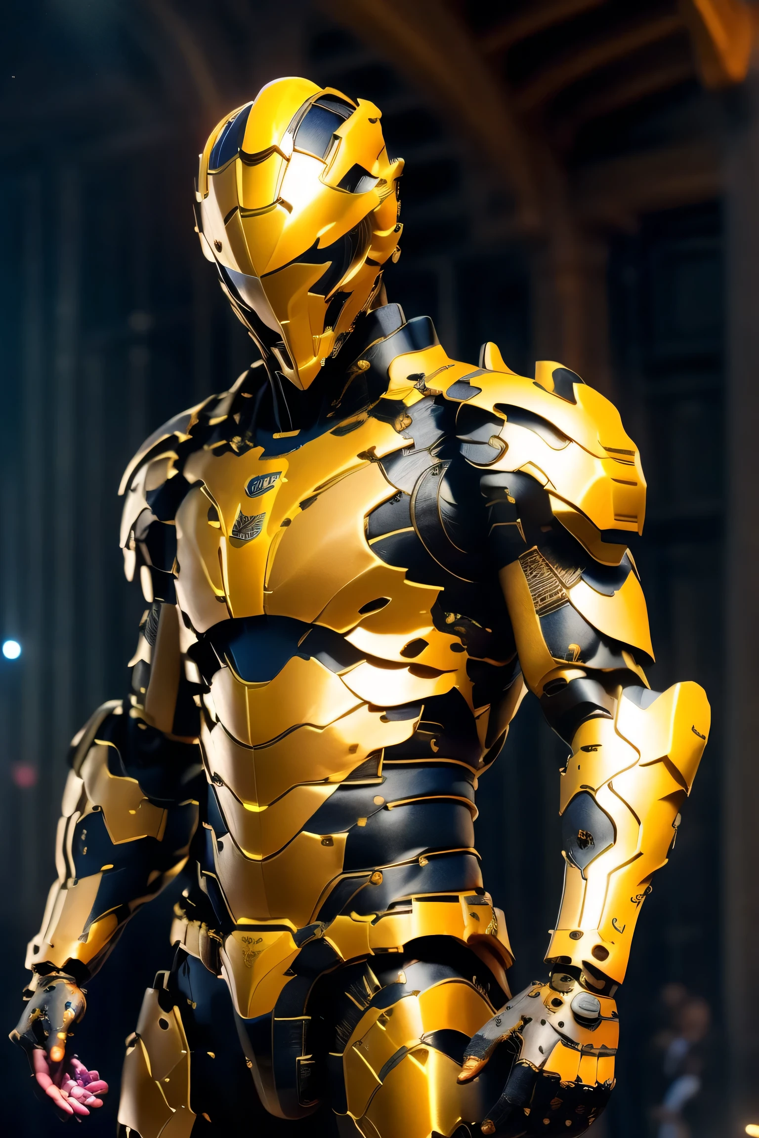 (Mech bodysuit), whole body, City at night, Knight-style armor , half helmet, Razor Blade, Unreal Engine 5, High image quality, best quality, High Resolution , Super detailed, Fine painting, Extremely delicate, professional, anatomically accurate, creativity, RAW Photos, 超 High Resolution , 32K, Natural Light, Cinema Lighting, masterpiece-anatomy-perfect, masterpiece:1.5, Portrait