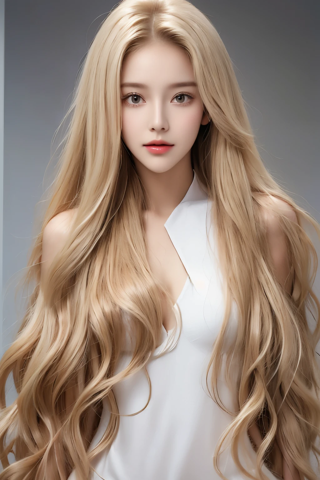 Not so light blonde hair, light brown eyes, white 1.66 tall woman big hair but not too much  normal body not fat or thin and proportional Brazilian face not so thin in pentagon shape
