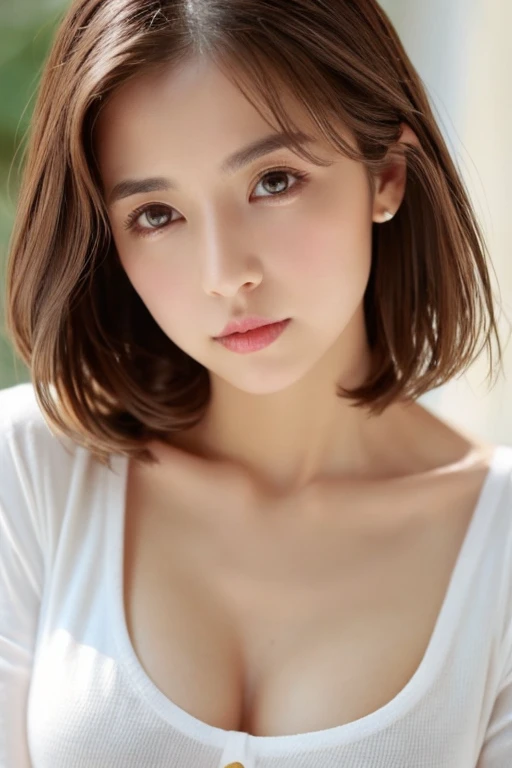 8k, Best Quality, masterpiece, Realistic, Realistic, Super detailed, Natural Light, 非常にDetailed faceと肌, Detailed eyes, 非常にDetailed faceと肌の中間ショット,  beautiful woman staring at camera,  sexy pose, Beautiful Face, Realistic Face, Detailed face,  Beautiful Hairstyles , Realistic eyes, fine grain, Realistic Skin, Detailed skin, Beautiful Skin, charm, 超Realistic, Sexy cardigan, kind, Brown Hair, cute日本人の女の子, whole body
( petite girl、 1 girl、Large Breasts、 medium bob hair 、 white t-shirt、panties),White-skinned、Glossy lips、 skinny、Body Type、 Delicate Sexy Collarbone 、Please redeem、RAW Photos,Realistic,Yan、Very beautiful girl、 cute、Depth of written border、 High Resolution 、Super detailed,detailed, Very detailed, extremely detailed eye and face、Sharp pupils,Intense concentration 、Cinema Lighting