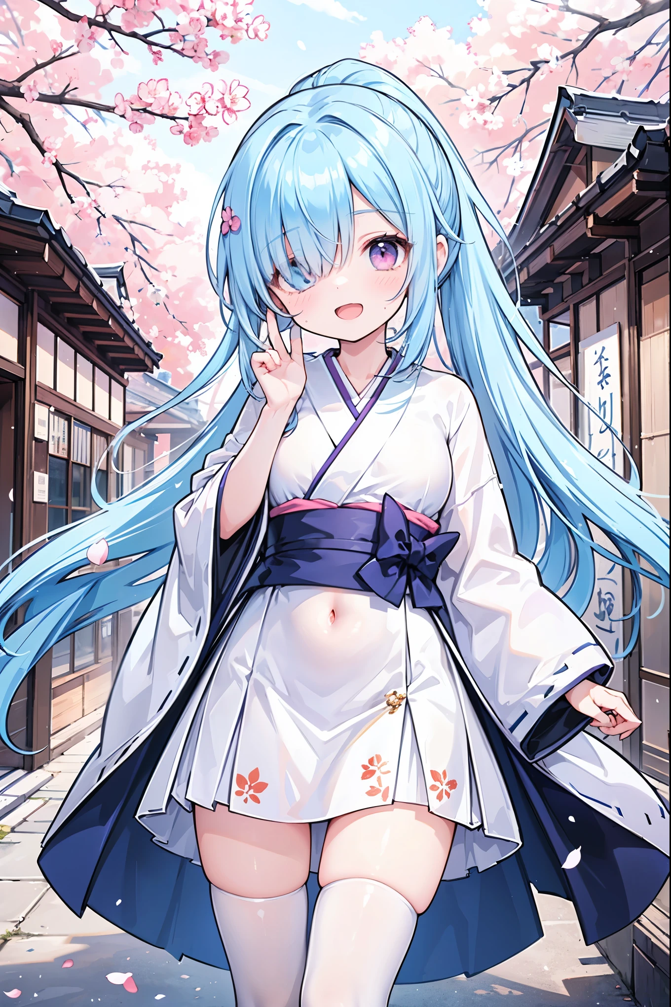 amane kanata,transparent clothes,nipple,Pussy。barefoot,Shrine with cherry blossoms,Character center,hands behind head。open your legs。Lie。Put your hands on your buttocks,Landscape