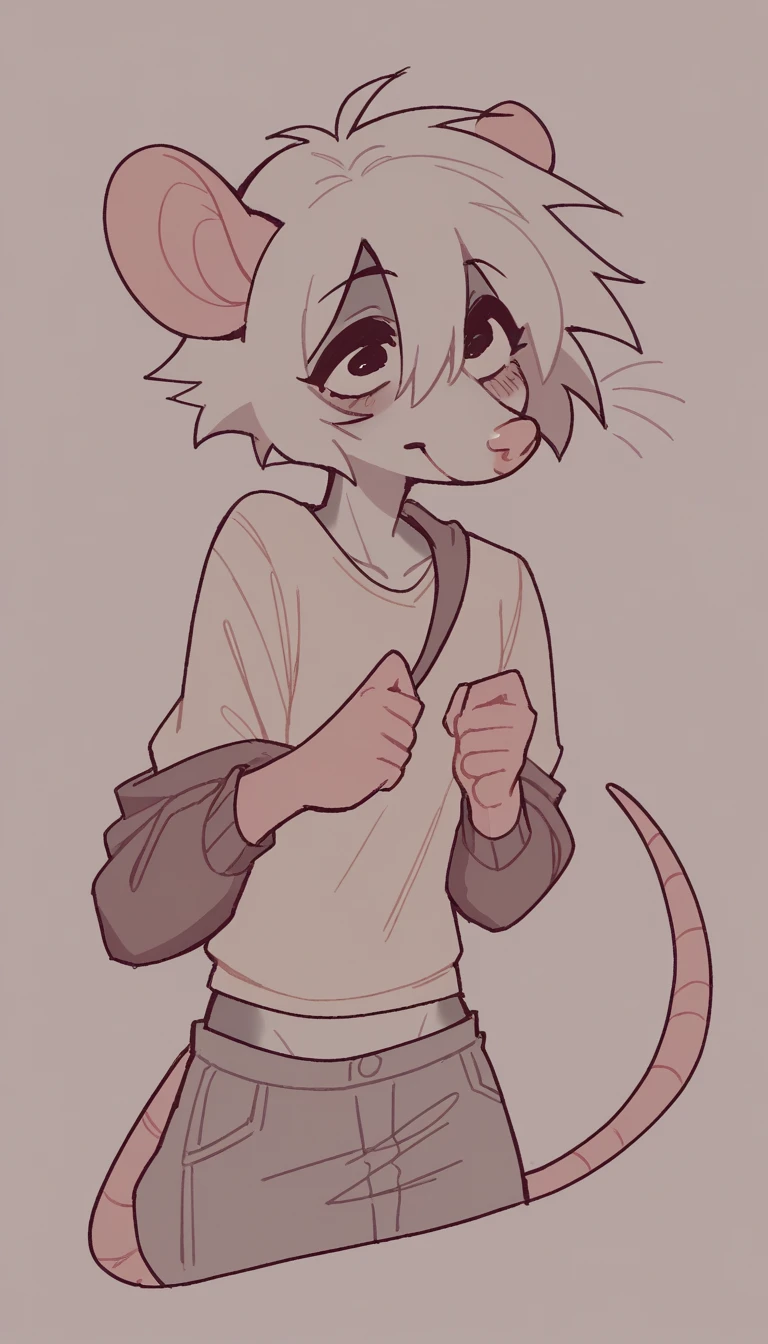Solo, Furry, Anthro, Possum, Male, E621, Standing, Hands behind back, Wearing underwear, Simple background, Front view, by buta99, by bebebebebe, by chelodoy, by inu-sama