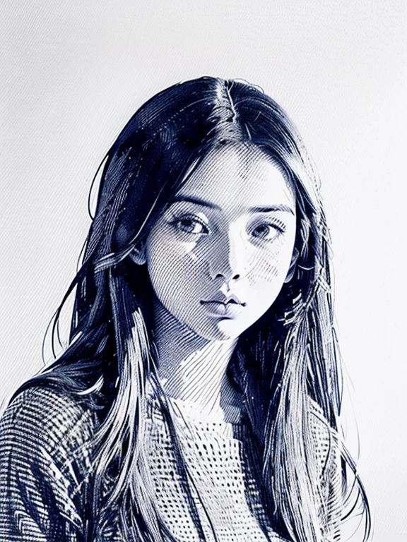 (( ballpoint pen drawing ,  best quality, Super detailed 1:2,  realistic pictures)),  portrait of a beautiful girl, Alone, Long Hair,  straight hair,  watch viewer,  bust shot , centering , Pointillism, ( White background : 1.23)
