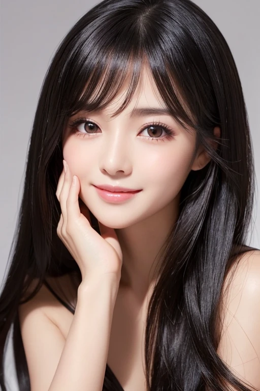 (underweight),detailed black hair, beautiful detailed hair, super fucking beautiful, delicate beautiful face, complex details beautiful and delicate eyes, perfect hands, perfect and delicate limbs, detailed skin, best quality, ultra-detailed,(cheerful grin:1.5),