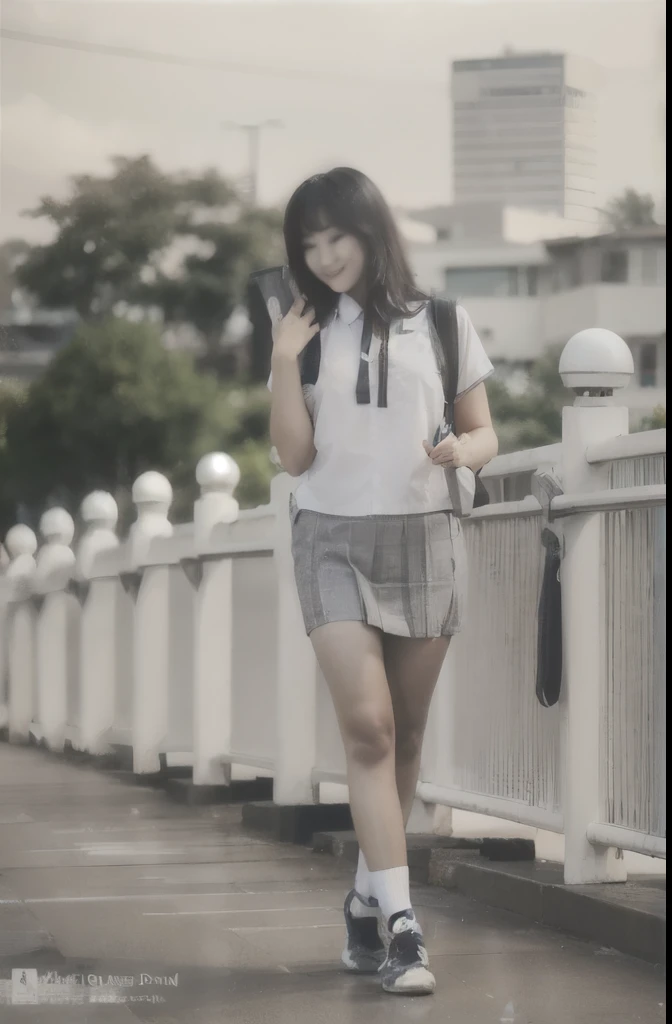 4K,neon, highest quality, hyper detail,1 girl, , cloud, bag, short hair, outdoor, skirt, , school bag, white shirt, blue sky,(sitting on the floor grasping one's knees),whole body, short sleeve, power line, cloudy sky, Are standing, put one's hand in one's pocket, cumulonimbus clouds, sailor collar, wood, particles of light、smile、realistic、live action、Mini skirt、Orange sunset、skirt lift, Panties, cloth lift, Panties shot,upskirt,nsfw, twat,
