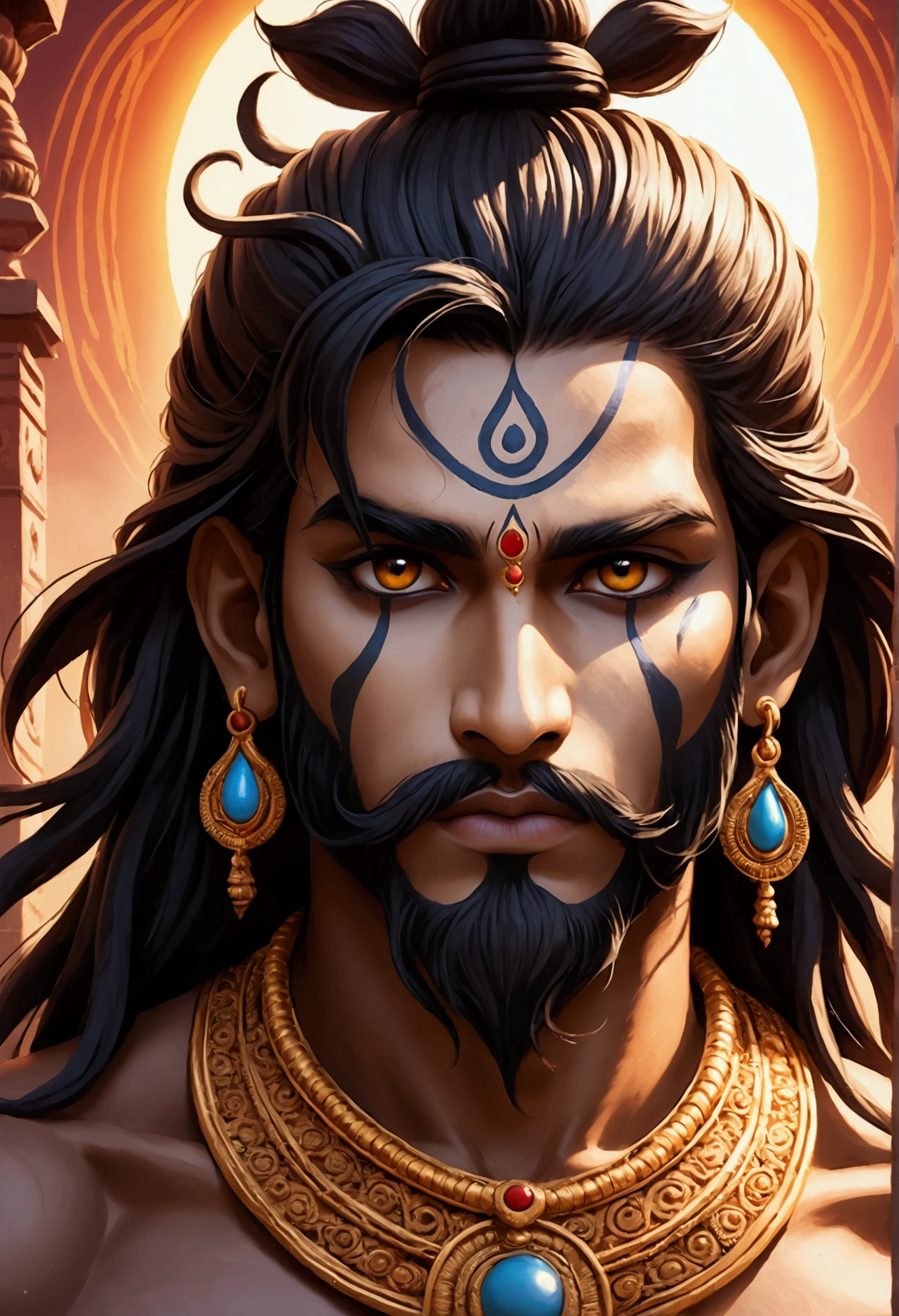 A youtube video thumbnail in which lord shiva is in middle holding a trishul in angry mood with third eye open and multi colour universe in background and add a text “MAHASHIVRATRI SPECIAL 2k24 VOL1”