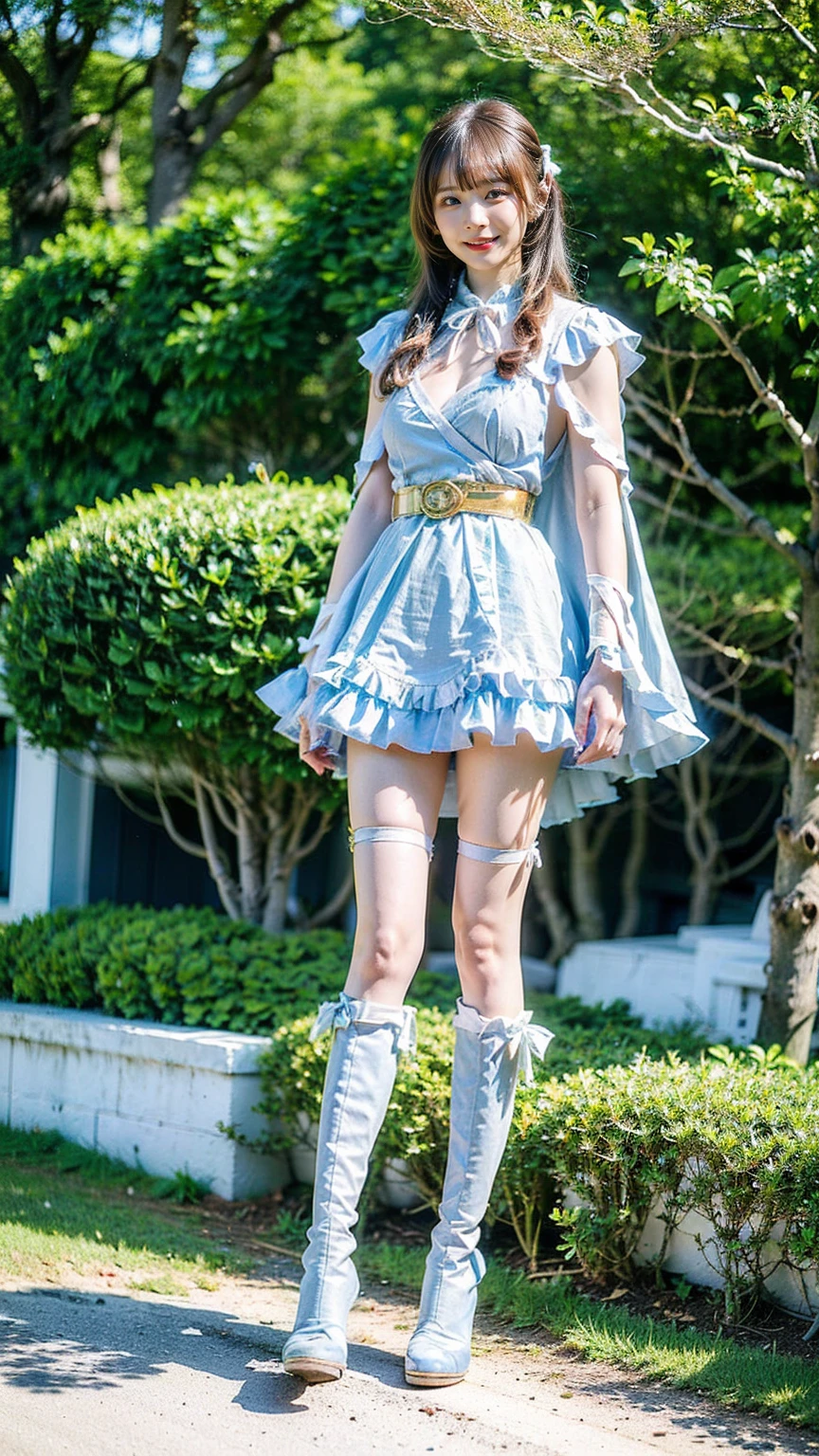 (dynamicposes:1.4), (dynamic ungle:1.4), Romper (细致背景:1.4)、hyper detailed background、(Floating light blue clouds:1.4)、(Floating blue flowers:1.4)、 Romper (perfect anatomia、perfect hand:1.4)、(Perfect five fingers:1.4)、(Perfect 4 long fingers and perfect short thumb:1.4)、(Thumb shorter than the other 4 fingers:1.4)、(Perfect two arms:1.4)、(Perfect two legs:1.4)、((top-quality、8K、masterpiece:1.3))、1girl in、A smile、full body Esbian、Slim Faces、Pretty women、(Silvery hair)、hyperdetailed face、A detailed eye、二重まぶた、blured background、Slim Faces、Cute、extremely delicate and beautiful girl、Happy smiling face、Overall、ultra-detailliert、4K、masutepiece、small mouth、Colossal tits、Cat's ears、tailcoat、bob cuts、ultra-detailliert、4K、masutepiece、Small smiling mouth、low angles、a small face