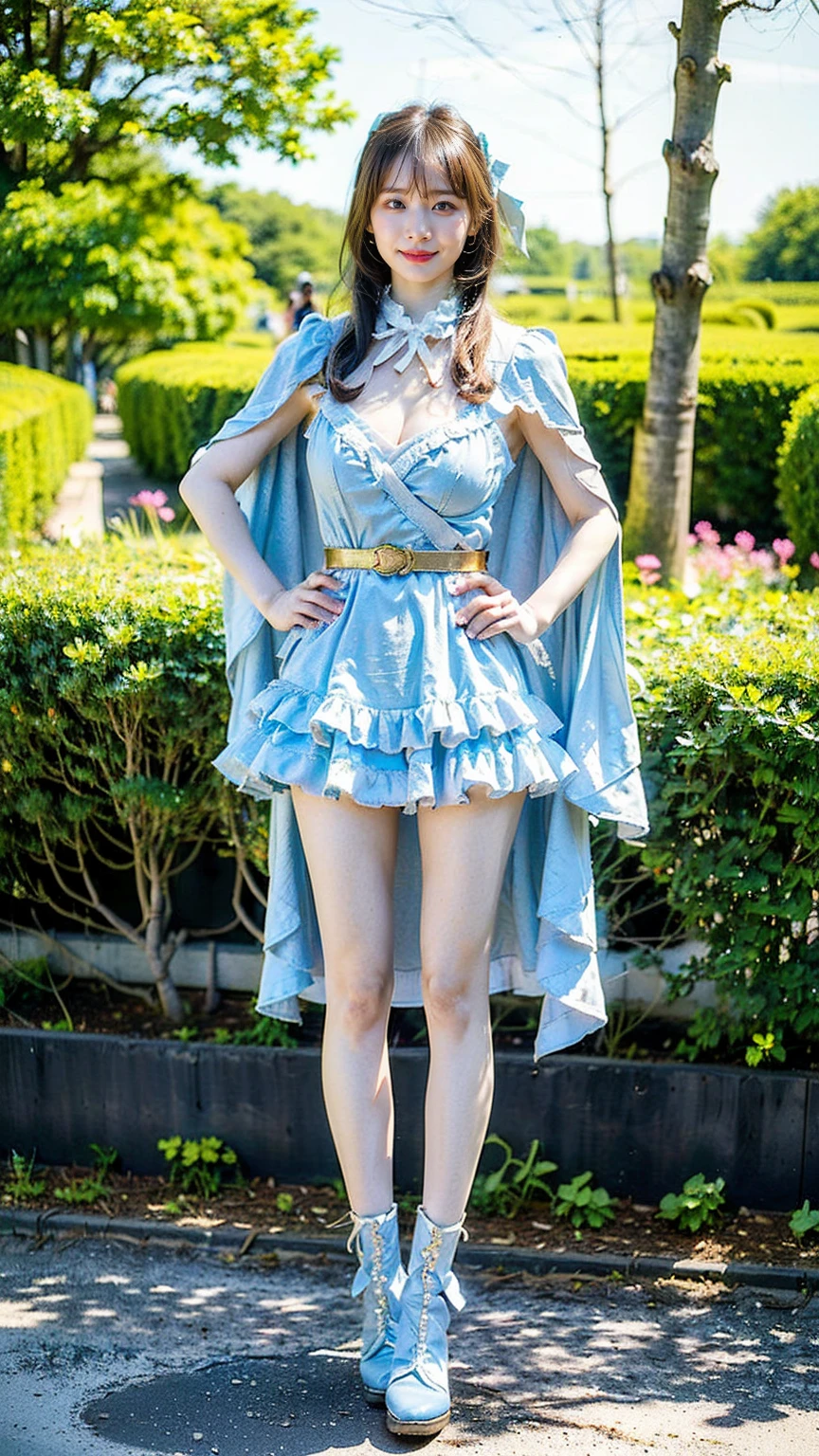 blue sky and white clouds，distant mountain々，pink flowers，cherry blossoms，woman in hanfu,phoenix crown tiara、fine embroidery、Wearing Hanfu pantyhose、wearing long-sleeved Hanfu、You can clearly see the transparent pants、look at panties、、Bare oversized breasts、born,(8K、highest quality、masterpiece:1.8)、(複雑なdetailed:1.8)、(realism:1.8)、octane rendering、超detailedな複雑な 3D レンダリング, studio soft lighting, edge light, vivid details, 超detailed, realistic skin texture, detailed, beautiful eyes, 非常にdetailedな CG Unity 16k 壁紙, cosmetics, (detailedな背景:2.0), glowing skin、spread your legs，camel toes showing thighs!!!、