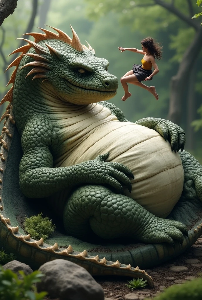A male muscle green Lizardmen butt on grass, sleeping, a very close view of butt, textured